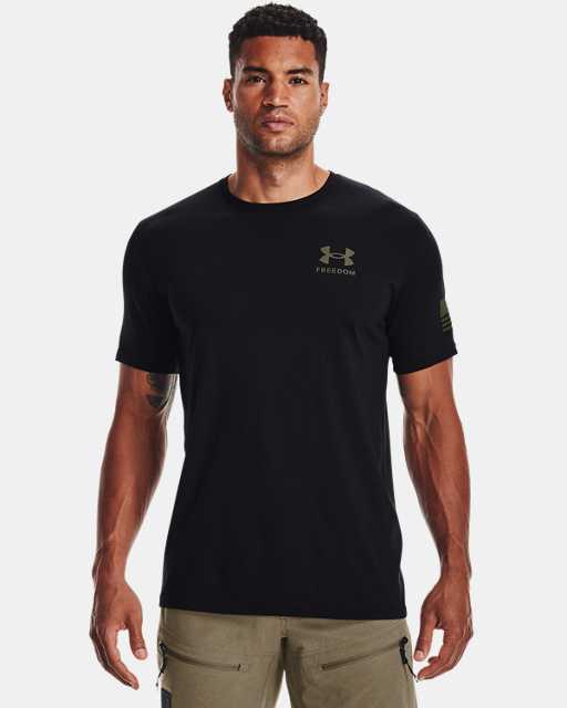 Under Armour UA Sportstyle HeatGear Logo Mens Stripe Black Training Tshirt S 